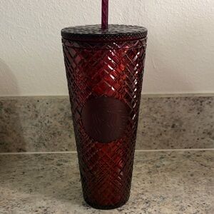 Starbucks Burgundy Textured Tumbler with Straw